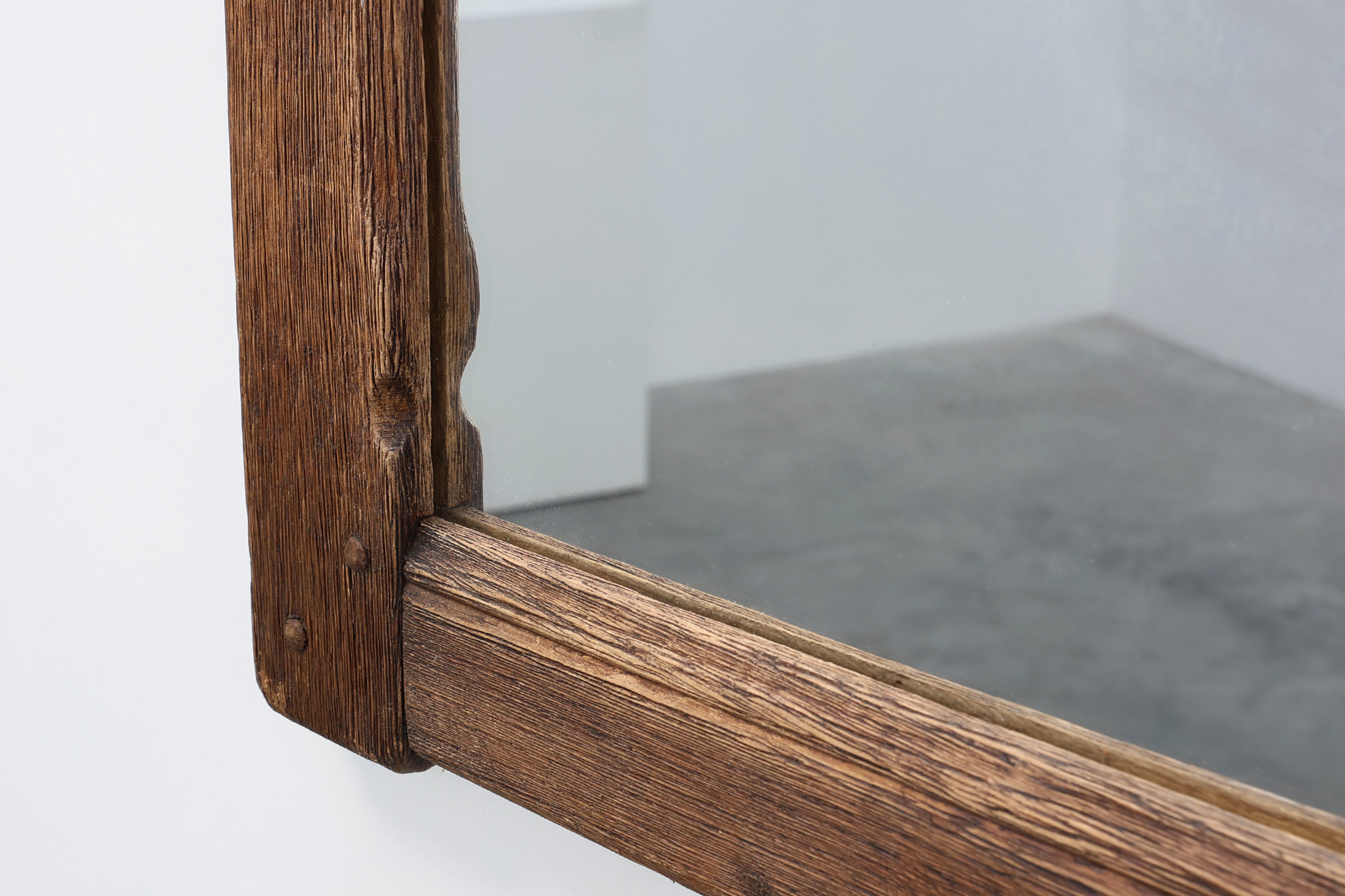 Antique oak rustic wall mirror, France ca. 1820thumbnail